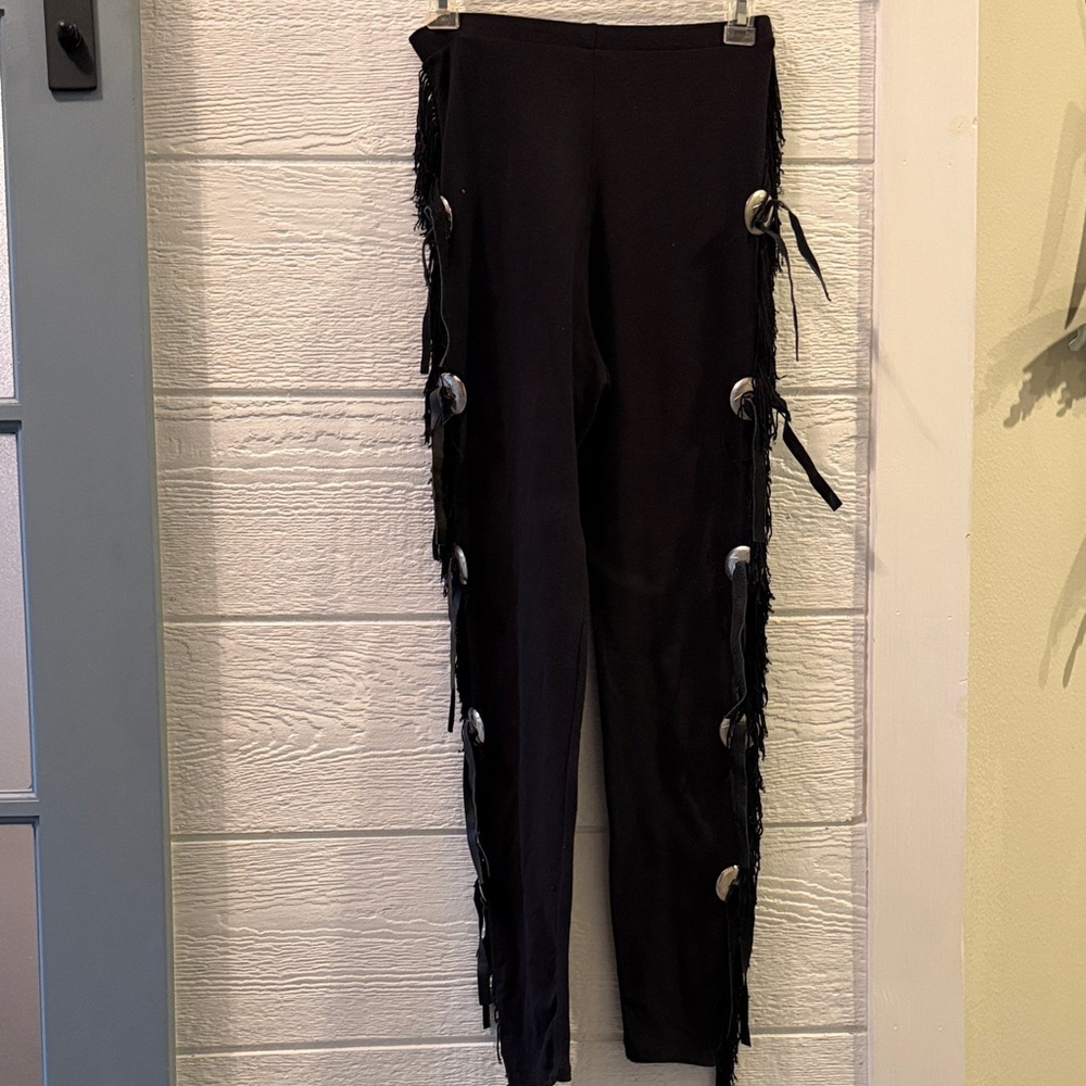 Tripp NYC Black Fringe bolero Leggings size M